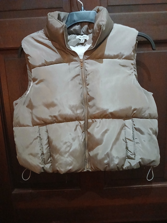 Faded Rose Jackets & Blazers - Women's Puffer Vest By Faded Rose Short Size M Pewter Color Trendy Fleece Lined